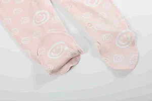 smile face printed baby rompers
